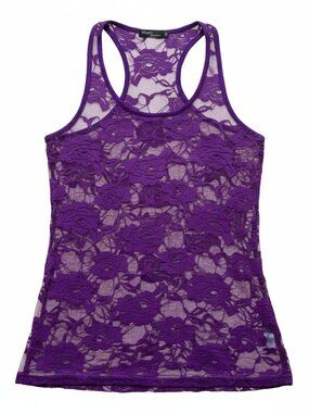 PRATI - Purple Floral  lace scoop neck tank and racerback - medium
